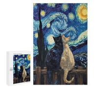 Rompecabezas 1000 PCS para Adolescentes Cats Under Starry Night Painting Rompecabezas DIY Juguetes Una Obra De Arte como Regalo para Toda La Familia 1000 PCS