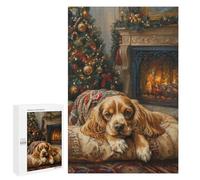 Rompecabezas 1000 PCS para Adolescentes Cavalier King Charles Spaniel Christmas Painting Rompecabezas para Adultos Juego Práctico Decoración del Hogar Cumpleaños Y Navidad 1000 PCS