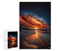 Rompecabezas 1000 PCS para Adolescentes Celestial Firestorm at Sunset - Cosmic Galaxy Over Ocean Rompecabezas para Adultos Juego Práctico Arte De Pared Desafiante De Completar 1000 PCS