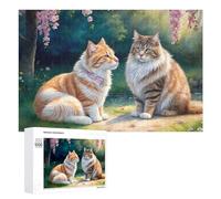 Rompecabezas 1000 PCS para Adolescentes Charming Cats in Spring Garden Rompecabezas para Adultos Juegos Relajantes Decoración Interacción Entre Padres E Hijos 1000 PCS
