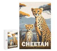 Rompecabezas 1000 PCS para Adolescentes Cheetah Mother and Cub Rompecabezas DIY Juguetes Una Obra De Arte como Regalo para Toda La Familia 1000 PCS