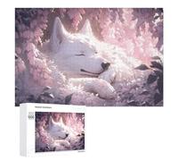 Rompecabezas 1000 PCS para Adolescentes Cherry Blossom Dreams Serene Wolf Illustration Rompecabezas para Adolescentes Juegos Divertidos Ensamblaje De Patrones Ayuda Al Cerebro A Ejercitarse 1000 PCS