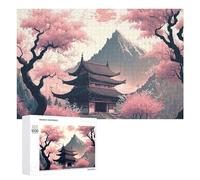 Rompecabezas 1000 PCS para Adolescentes Cherry Blossom Temple Serenity Rompecabezas para Adultos Juegos Divertidos Una Obra De Arte Ayuda A Ejercitar El Cerebro 1000 PCS