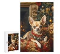 Rompecabezas 1000 PCS para Adolescentes Chihuahua Christmas Portrait Chihuahua in Sweater Rompecabezas para Adultos Juego Práctico Pero Divertido Y Humorístico para Cumpleaños, Navidad 1000 PCS