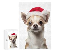 Rompecabezas 1000 PCS para Adolescentes Chihuahua Dog with Santa Hat Portrait Rompecabezas para Adultos Juguete Decoración De Pared Difícil Difícil Desafiante De Completar 1000 PCS