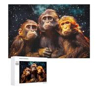 Rompecabezas 1000 PCS para Adolescentes Chimpanzee Trio in Cosmic Light Rompecabezas para Adultos Juegos Relajantes Decoración Interacción Entre Padres E Hijos 1000 PCS