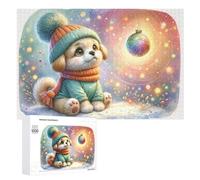 Rompecabezas 1000 PCS para Adolescentes Christmas Puppy in Winter Wonderland Rompecabezas para Adultos Juegos Divertidos Una Obra De Arte Ayuda A Ejercitar El Cerebro 1000 PCS