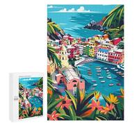 Rompecabezas 1000 PCS para Adolescentes Cinque Terre Italy Minimalist Art Rompecabezas para Adultos Juego Práctico Regalo De Cumpleaños Regalo De Cumpleaños, Regalos, 1000 PCS
