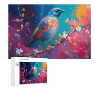 Rompecabezas 1000 PCS para Adolescentes Colorful Bird on Branch Rompecabezas para Adultos Juegos Divertidos Una Obra De Arte Ayuda A Ejercitar El Cerebro 1000 PCS