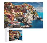 Rompecabezas 1000 PCS para Adolescentes Colorful Coastal Village by The Sea -2 Rompecabezas Juegos Relajantes Mejora La Memoria Oferta como Regalos para Toda La Familia 1000 PCS