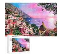 Rompecabezas 1000 PCS para Adolescentes Colorful Coastal Village Sunset Scene Rompecabezas Juegos Relajantes Mejora La Memoria Oferta como Regalos para Toda La Familia 1000 PCS