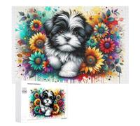 Rompecabezas 1000 PCS para Adolescentes Colorful Floral Puppy Art Print Rompecabezas para Adolescentes Juegos Divertidos Ensamblaje De Patrones Ayuda Al Cerebro A Ejercitarse 1000 PCS