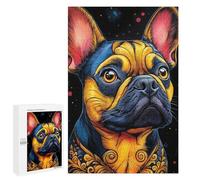 Rompecabezas 1000 PCS para Adolescentes Colorful French Bulldog Portrait Rompecabezas Juegos Familiares Ensamblaje De Patrones Cumpleaños Y Navidad 1000 PCS