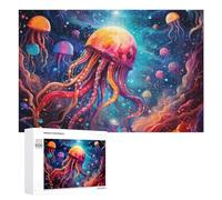 Rompecabezas 1000 PCS para Adolescentes Colorful Jellyfish Underwater Scene Rompecabezas para Adultos Juguete Decoración De Pared Mejora La Memoria Ayuda A Ejercitar El Cerebro 1000 PCS