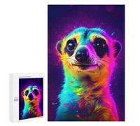 Rompecabezas 1000 PCS para Adolescentes Colorful Meerkat Portrait Rompecabezas para Adultos Juego Familiar Decoración del Hogar para Cumpleaños, Navidad 1000 PCS