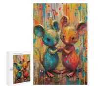 Rompecabezas 1000 PCS para Adolescentes Colorful Mouse Art Print-4 Rompecabezas para Adolescentes Análisis Y Lógica Entrena Tu Cerebro Y Tus Manos Juego De Desafío Único 1000 PCS