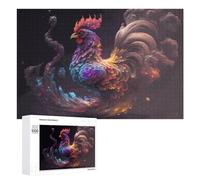 Rompecabezas 1000 PCS para Adolescentes Colorful Rooster Digital Art Painting Rompecabezas Juegos Relajantes Mejora La Memoria Oferta como Regalos para Toda La Familia 1000 PCS