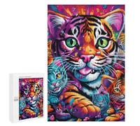 Rompecabezas 1000 PCS para Adolescentes Colorful Tiger Collage Rompecabezas para Adultos Juegos Divertidos Una Obra De Arte Ayuda A Ejercitar El Cerebro 1000 PCS