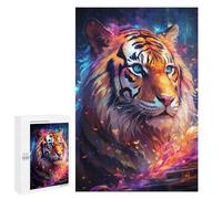 Rompecabezas 1000 PCS para Adolescentes Colorful Tiger Portrait -27 Rompecabezas para Adolescentes Juegos Divertidos Ensamblaje De Patrones Ayuda Al Cerebro A Ejercitarse 1000 PCS