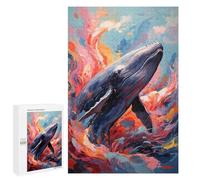 Rompecabezas 1000 PCS para Adolescentes Colorful Whale in An Abstract Ocean Rompecabezas para Adultos Juegos Familiares Carrera De Velocidad De Manos para Cumpleaños, Navidad 1000 PCS