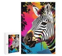 Rompecabezas 1000 PCS para Adolescentes Colorful Zebra Art Print -1 Rompecabezas para Adultos Juego De Ingenio Análisis Y Lógica 1000 PCS