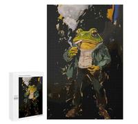 Rompecabezas 1000 PCS para Adolescentes Cool Smoking Toad in Jacket Rompecabezas para Adultos Juego Práctico Arte De Pared Desafiante De Completar 1000 PCS