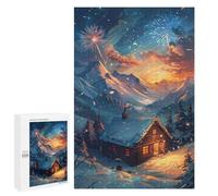 Rompecabezas 1000 PCS para Adolescentes Cozy Cabin in Snowy Mountains Rompecabezas Juego De Ingenio Aliviador De Estrés Desafiante para Completar 1000 PCS