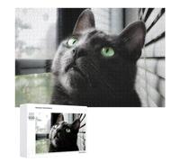 Rompecabezas 1000 PCS para Adolescentes Curious Cat by The Window Rompecabezas para Adultos Juego Familiar Carrera De Velocidad De Manos Regalos para Reducir El Estrés 1000 PCS