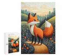 Rompecabezas 1000 PCS para Adolescentes Curious Fox in The Meadow - Naïf Whimsical Wildlife Art Rompecabezas para Adultos Juego Práctico Arte De Pared Desafiante De Completar 1000 PCS