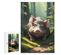 Rompecabezas 1000 PCS para Adolescentes Curious Piglet in The Wood Rompecabezas para Adultos Juegos De Relajación Vacaciones En Casa Matar El Tiempo 1000 PCS