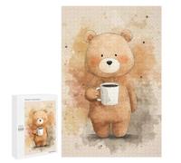 Rompecabezas 1000 PCS para Adolescentes Cute Bear with Coffee Rompecabezas para Adultos Juguetes DIY para La Diversión Familiar Ayuda A Ejercitar El Cerebro 1000 PCS