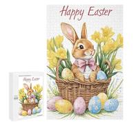 Rompecabezas 1000 PCS para Adolescentes Cute Easter Bunny Basket Rompecabezas para Adultos Juego Práctico Arte De Pared Desafiante De Completar 1000 PCS