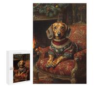 Rompecabezas 1000 PCS para Adolescentes Dachshund in Christmas Sweater by Fireplace Cozy Holiday Dog Wall Art Rompecabezas para Adultos Juego Práctico Regalo De Cumpleaños Regalo De Cumpleaños, Regal