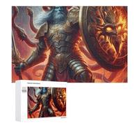 Rompecabezas 1000 PCS para Adolescentes Dark Warrior with Horns and Flames Rompecabezas para Adultos Juego Familiar Carrera De Velocidad De Manos Regalos para Reducir El Estrés 1000 PCS