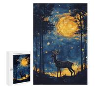 Rompecabezas 1000 PCS para Adolescentes Deer in The Night Sky Painting Rompecabezas para Adultos Juego Familiar Una Obra De Arte como Regalo para Toda La Familia 1000 PCS