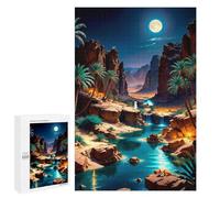 Rompecabezas 1000 PCS para Adolescentes Desert Oasis Under The Moonlight Rompecabezas para Adultos Juguete Decoración De Pared Mejora La Memoria Ayuda A Ejercitar El Cerebro 1000 PCS