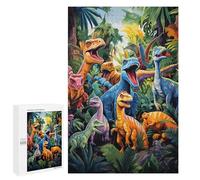 Rompecabezas 1000 PCS para Adolescentes Dinosaur Paradise A Colorful Jungle Scene Rompecabezas para Adultos Juego De Ingenio Análisis Y Lógica 1000 PCS