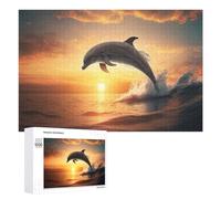 Rompecabezas 1000 PCS para Adolescentes Dolphin Leaping at Sunset -3 Rompecabezas para Adultos Juego De Ingenio Análisis Y Lógica 1000 PCS