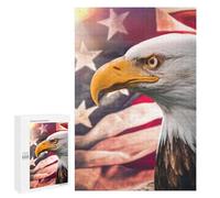 Rompecabezas 1000 PCS para Adolescentes Eagle American Flag Background Rompecabezas Juegos Familiares Ensamblaje De Patrones Cumpleaños Y Navidad 1000 PCS