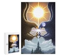 Rompecabezas 1000 PCS para Adolescentes Eagles Sun Moon and Castle Rompecabezas DIY Juguetes Una Obra De Arte como Regalo para Toda La Familia 1000 PCS