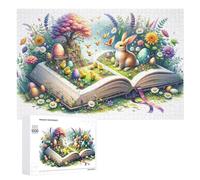 Rompecabezas 1000 PCS para Adolescentes Easter Bunny Book Garden Rompecabezas para Adolescentes Juegos Divertidos Ensamblaje De Patrones Ayuda Al Cerebro A Ejercitarse 1000 PCS