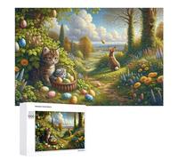 Rompecabezas 1000 PCS para Adolescentes Easter Egg Hunt in Spring Garden Rompecabezas para Adultos Juego Familiar Carrera De Velocidad De Manos Regalos para Reducir El Estrés 1000 PCS