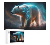 Rompecabezas 1000 PCS para Adolescentes Electric Polar Bear in Night Sky Rompecabezas para Adultos Juguete Decoración De Pared Mejora La Memoria Ayuda A Ejercitar El Cerebro 1000 PCS
