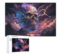 Rompecabezas 1000 PCS para Adolescentes Electric Storm Skull Artwork -3 Rompecabezas para Adultos Juguetes De Bricolaje Pero Un Desafío Educativo Divertido Y Humorístico 1000 PCS