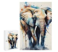 Rompecabezas 1000 PCS para Adolescentes Elephant Watercolor Animal Rompecabezas para Adultos Juego Familiar Una Obra De Arte como Regalo para Toda La Familia 1000 PCS
