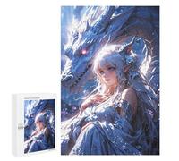 Rompecabezas 1000 PCS para Adolescentes Enchanted Bond Elven Maiden and Mystic Dragon Rompecabezas para Adultos Juegos De Relajación Vacaciones En Casa Matar El Tiempo 1000 PCS