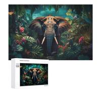 Rompecabezas 1000 PCS para Adolescentes Enchanted Elephant in Lush Jungle Rompecabezas para Adultos Juegos Divertidos Una Obra De Arte Ayuda A Ejercitar El Cerebro 1000 PCS
