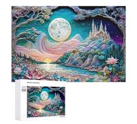 Rompecabezas 1000 PCS para Adolescentes Enchanted Fantasy Landscape with Castle Rompecabezas para Adultos Juegos Relajantes Difícil Difícil Desafío Educativo 1000 PCS