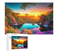 Rompecabezas 1000 PCS para Adolescentes Enchanted Sunset in The Tropical Rainforest Rompecabezas para Adultos Juegos Relajantes Difícil Difícil Desafío Educativo 1000 PCS