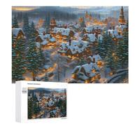 Rompecabezas 1000 PCS para Adolescentes Enchanted Winter Village Scene Rompecabezas para Adultos Juegos Divertidos Una Obra De Arte Ayuda A Ejercitar El Cerebro 1000 PCS